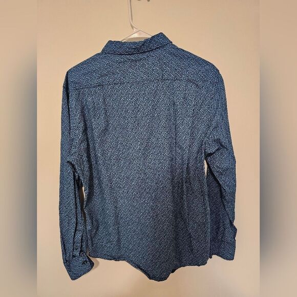 Gentlemens Outfitters Blue Flower Pring Button Down Long Sleeve Large - Picture 5 of 5